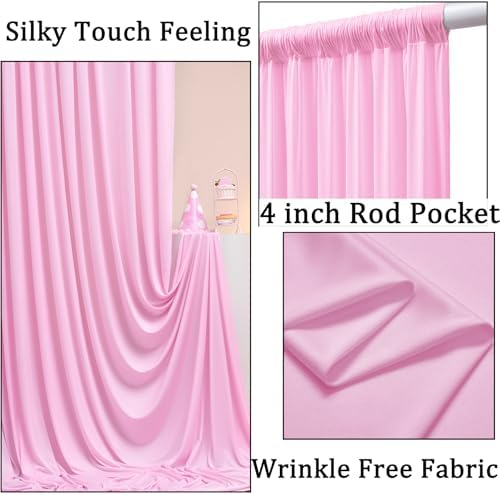 10ft x 10ft Wrinkle Free Pink Backdrop Curtains for Parties, Polyester Baby Pink Backdrop Drapes 2 Panels 5x10ft for Wedding Girl Birthday Party Photography Background - Image 2