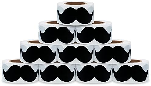 Black Mustache Stickers Moustache Party,Baby Shower,Little Man Themed Party,Father's Day,Bow tie Party Label 80×40 mm-200 Per Roll (10 Rolls) by hylabelest