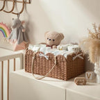 HBlife Baby Diaper Caddy, Paper Rope Storage Baskets Nursery Bin with Removable Divider, Portable Car Organizer for Diapers, Baby Shower Gifts, Newborn Essentials Must Haves - Image 3
