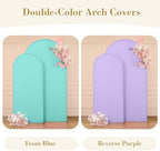 Blue and Purple Photo Arch Backdrop Cover Set of 2-7.2ft and 6ft Arch Covers Stretchy Backdrop Spandex Mermaid Theme Arch Stand Covers for Girls Birthday Party Wedding Banquet Background Decorations - Image 2