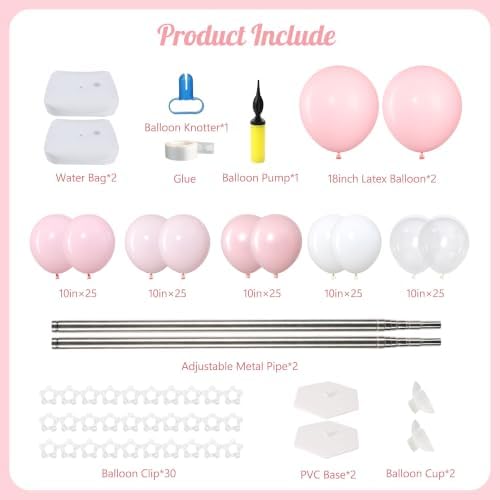 Light Pink Balloons Stand Column Kits 2 Sets Birthday Decorations - Image 3