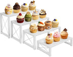 ELITEROO Tiered Display Stand, Wooden 4 Tier Display Risers, Nesting Cupcake Stand for Dessert, Food, Cupcake, Collectibles, Buffet Table, and Market Vendor Events Retail Shelf Organizer, White by ELITEROO