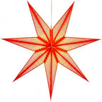 GalaxyArts 7-Point Paper Star Lantern - Striped Cutout Hanging Light Decoration - Foldable Hollow Out Star Lamp Shade for Home, Party, Christmas, Wedding Décor - Indoor/Outdoor 3D Hanging Star(Red) by GALAXYARTS