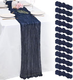 12 Pack Navy Blue Cheesecloth Table Runners 21x120 Inch Boho Gauze Table Runner 10FT Long Rustic Sheer Navy Table Runner for Baby Shower,Wedding,Party,Birthday,Home Table Decor by Unknown
