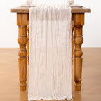 DeZerlor Ivory White Cheesecloth Table Runners 12 Pack Summer Boho Runners - Image 5