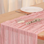 8 Pack Peach Pink Cheesecloth Table Runner 120 Inch Boho Wedding Decor by Fixwal