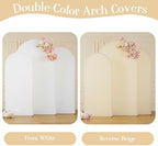 White Beige Arch Backdrop Covers Set of 3 Wedding Arch Covers Stretchy Backdrop Baby Shower Birthday Party Arches Cover 6.6FT 7.2FT 8FT Arch Stand Cover Spandex Bridal Shower Decoration - Image 2