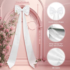 Giant Bow Decoration, 75x18 Inch Big Bows for Backdrop, Large Satin Ribbon Tie Bow for Wedding Engagement Baby Shower Bridal Christmas Birthday Party Wall Decor (White) - Image 2