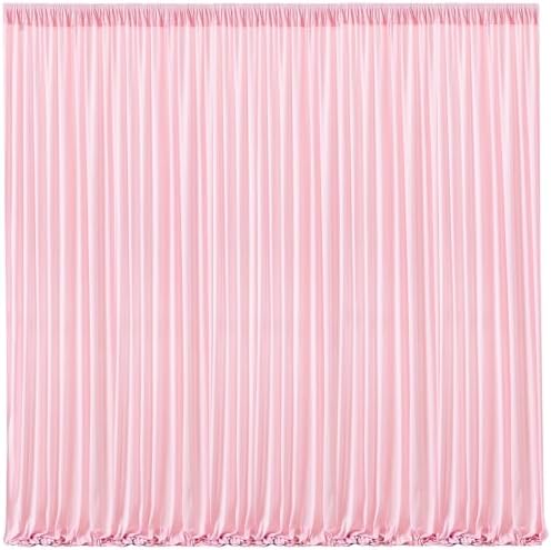 Pink Backdrop Curtains-Wrinkle-Free Polyester Photography Drapes Party Curtain Background for Baby Shower Wedding Decorations- 24 X10FT (Pink) by WishCare