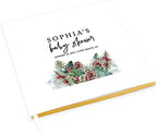 Andaz Press Personalized Baby Shower Guestbook with Gold Accents, Winter Pinecones Custom Guestbook White Guest Sign-in Registry 120 Pages 8.5" X 8.5" Fall Memories Book for DIY Scrapbook Photo Album by AndazPress