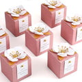 Affrolling 50 Pcs Wedding Favor Boxes, Square Flower Gift Box Party, Pink by Affrolling
