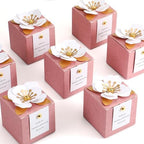 Affrolling 50 Pcs Wedding Favor Boxes, Square Flower Gift Box Party, Pink by Affrolling