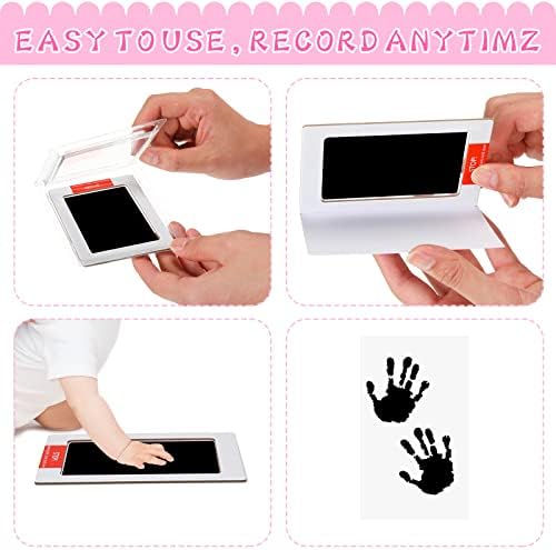 48 Pcs Inkless Baby Footprint Kit Includes 16 Pcs Colorful Ink Pad and 32 Imprint Card for Baby Hand and Footprints, Handprint Dog Paw Print Kit for Newborn Registry Gifts Family Printing Mom Girl - Image 4