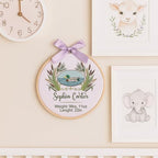 Embroidery Baby Name Sign, Personalized Welcome Baby Hoop Sign with Bow, Custom Baby Name Sign for Hospital, Infant Baby Shower Gifts New Parents (17) - Image 7