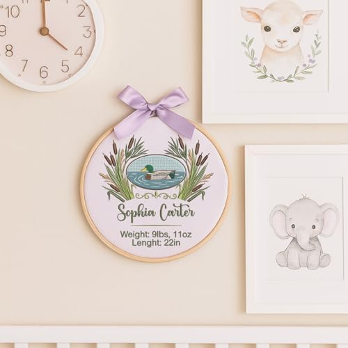 Embroidery Baby Name Sign, Personalized Welcome Baby Hoop Sign with Bow, Custom Baby Name Sign for Hospital, Infant Baby Shower Gifts New Parents (17) - Image 7