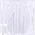 40x10ft White Backdrop Curtain for Wedding Parties Wrinkle Free Fabric White Drapes Backdrop Decoration for Baby Shower Birthday Photography Decoration 8 Panels, 5ft x 10ft by Gogoparti