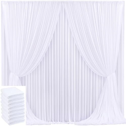40x10ft White Backdrop Curtain for Wedding Parties Wrinkle Free Fabric White Drapes Backdrop Decoration for Baby Shower Birthday Photography Decoration 8 Panels, 5ft x 10ft by Gogoparti