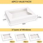Moretoes 60pcs 16x11x2.5 Inches Bakery Boxes with 3 Style Window - Image 2