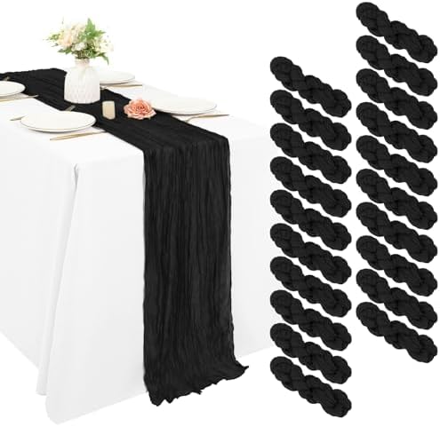 20 Pack Cheesecloth Table Runner 17 x 108 Inch, Black by REWOMC