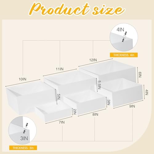 Geelin 6 Pcs Acrylic Risers Cube Stands, White, 7 to 12 Inch, Square - Image 4
