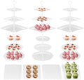 Lazycorner 10 Pcs Dessert Table Display Stands Set , with 6 Pcs 3-Tier Cupcake Stand & 4 Pcs Food Serving Tray - Cookie Tray Rack Serving Tray Cake Display Tower - White by Lazycorner