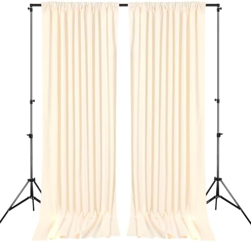 Beige Backdrop Curtains 20ftx10ft Wedding Polyester Photo Drapes - Image 4