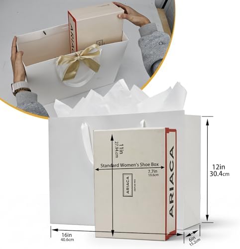 Papertide 36 Pack White Mini Gift Bags 16×6×12 inch with Tissue Paper - Image 2