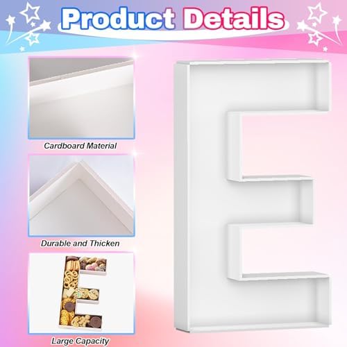 ONE Charcuterie Board Letters Fillable, ONE Cardboard Letters for Charcuterie, ONE Letters for Food Chocolate Cupcake Candy, Paper Mache Letter Trays for Birthday Baby Shower Anniversary Decoration - Image 4