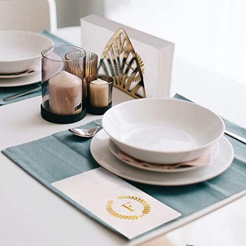 200 Pack Monogrammed Disposable Napkins Gold Foil Letter F Guest Napkins Initial Disposable Hand Paper Towels for Wedding Engagement Baby Shower Party Home Kitchen Bathroom Dinner Decorative Towels - Image 6