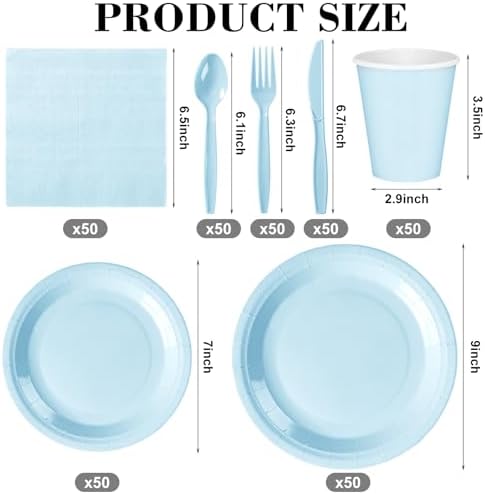 Dandat 350 Pcs Bridal Shower Decorations Baby Shower Party Supplies, Blue - Image 2