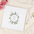Andaz Press Personalized Wedding Guestbook with Gold Accents, Watercolor Leaves Design White Guest Sign in Guest Registry 120 Pages 8.5 X 8.5 Memories Book for DIY, Scrapbook, Photo Album - Image 2