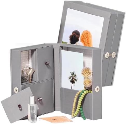 Savor Small Keepsake Box and Fabric Photo Frame - Memory Box for Wedding, Travel and Convocation - Keepsake Storage Box for Couples to Save Memories (Blue with Coral Interior) - Image 3
