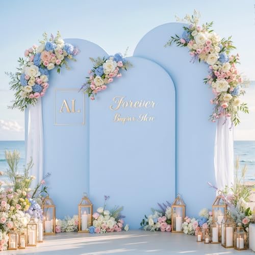 Pink and Blue Arch Backdrop Cover 7.2FT 6.6FT 6FT Arch Covers Stretchy Backdrop Set of 3, Gender Reveal Arch Cover Spandex Fitted Fabric Arch Covers for Boy or Girl Party Birthday Baby Shower Decor - Image 5