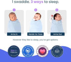 HALO 100% Cotton Sleepsack Swaddle, 3-Way Adjustable Wearable Blanket, TOG 1.5, Baby Blue, Small, 3-6 Months - Image 3