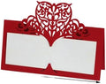 Name Tent Table Cards 200Pcs Vintage Flower Laser Cut Table Name Place Cards Lace Name Message Setting Card Wedding Birthday Party Favor Decoration(Red) by Unknown