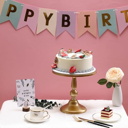 Set of 3 Gold Cake Stands, Metal Round Cake Holder Dessert Pie Pizza Display Stand 8" 10" 12" Serving Tray Decoration for Wedding Celebration Party Birthday Baby Shower - Image 5