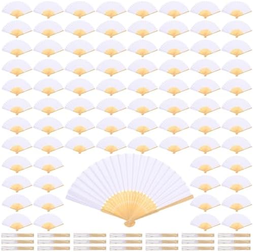 Qunclay 300 Pcs Paper Fans for Weddings Handheld Folding Fan, Pure White by Qunclay