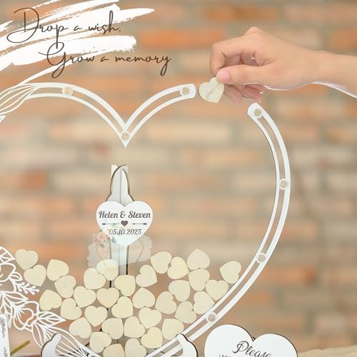 Wedding Guest Book Alternative, Drop Top Frame with Hearts, Rustic Wedding - Image 3