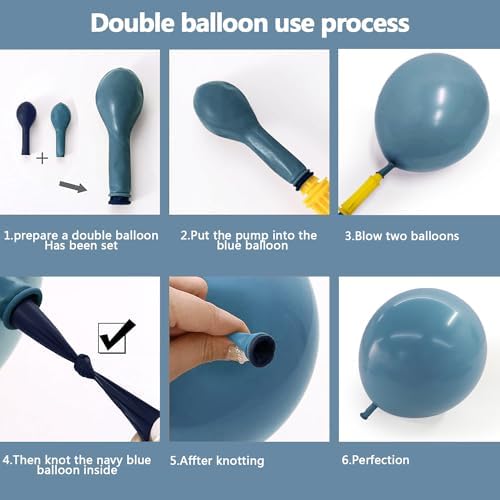 Dusty Blue Balloon Garland Double Stuffed Slate Blue White Pearl Balloons Blush Tan Balloon Arch Kit for Birthday Baby Shower Gender Reveal Wedding Party Decor - Image 6