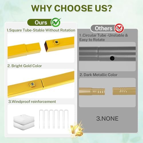 8FT x 8FT Backdrop Stand Kit - Gold Portable Adjustable Stand,Square Metal Arch Party Frame for Wedding/Baby Shower/Birthday Parties/Banquet - Image 5