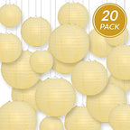 Quasimoon PaperLanternStore.com Ultimate 20-Piece Lemon Yellow Paper Lantern Party Pack - Assorted Sizes of 6, 8, 10, 12 Inch (5 Round Lanterns Each) for Weddings, Birthday, Events and Decor - Image 5