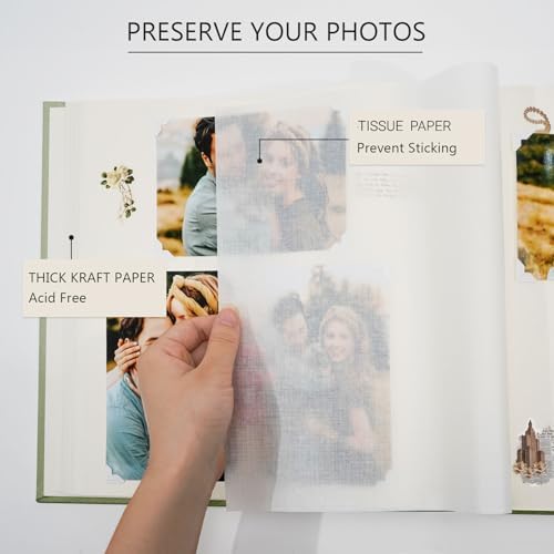 Vienrose Scrapbook Photo Album, 12x12 Inches, 100 Pages, Grass Green - Image 4