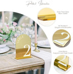 Gold Mirror Arch Wedding Table Numbers 1-20 with Stands - Image 3