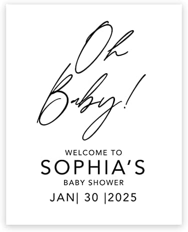 Andaz Press Custom Large Baby Shower Welcome Sign, 16" x 20", Oh Baby! Personalized Canvas Welcome Sign, Signage, Gender-Neutral Canvas Sign for Baby Sprinkle, Baby Shower, Baby Shower Decorations by AndazPress