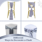 MDS® Pack of 125 Satin Chair Sashes for Wedding & Events – Light Silver - Image 4