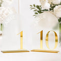 Frosted Arch Wedding Table Numbers 1-10, Gold Numbers and Stands by JINMURY
