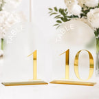 Frosted Arch Wedding Table Numbers 1-10, Gold Numbers and Stands by JINMURY