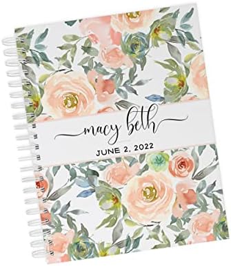 Personalized Baby Journal - Hardcover First Year Album Customized with Baby’s Name - Prompted Baby Memory Book (Peach Floral) by Unknown