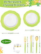 WDF 150Pcs Green Plates Disposable - Baroque Green and Gold Plates - 25Guest Plastic Dinnerware Ideal for Weding/Party/Birthday - Image 6