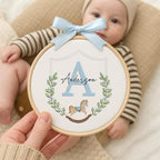 Embroidery Baby Name Sign, Personalized Welcome Baby Hoop Sign with Bow, Custom Baby Name Sign for Hospital, Infant Baby Shower Gifts New Parents (03) - Image 5